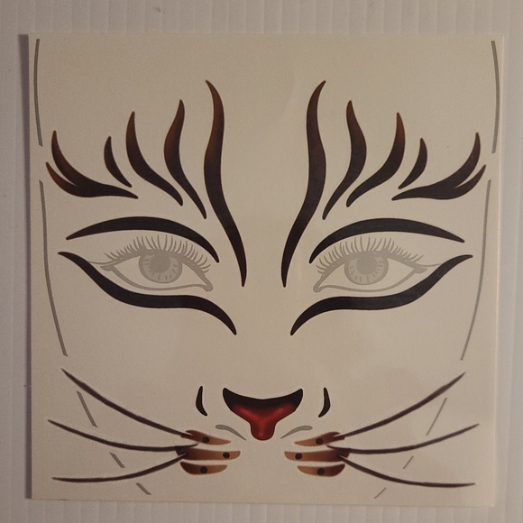 Stick-On Face Art Tattoo Sticker Matte Finish Peacock Cheetah Cat Deer 4 Sets - Picture 3 of 6